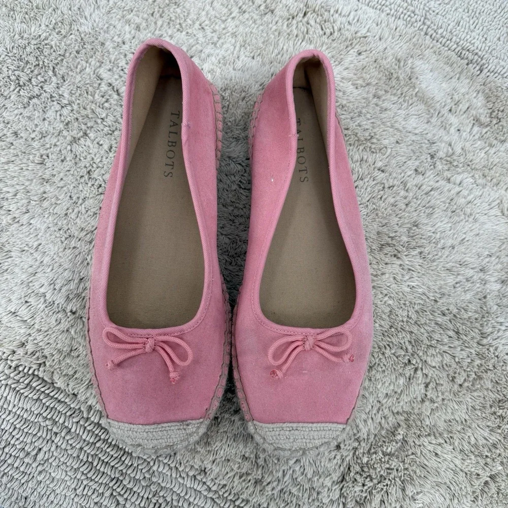 TALBOTS Preppy Pink Quinn Suede Platform Espadrilles‎ Slip On Size 7.5